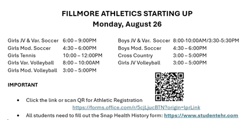 athletic registration info